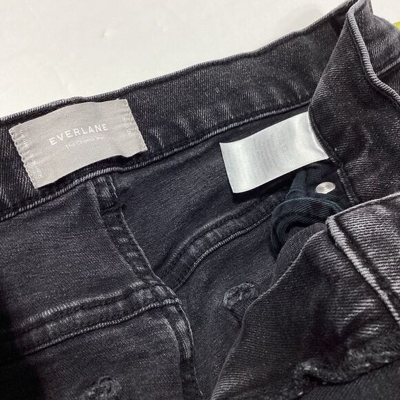 Everlane The Cheeky Jean Crop Raw Hem Black 30 High Rise Straight - Picture 8 of 12